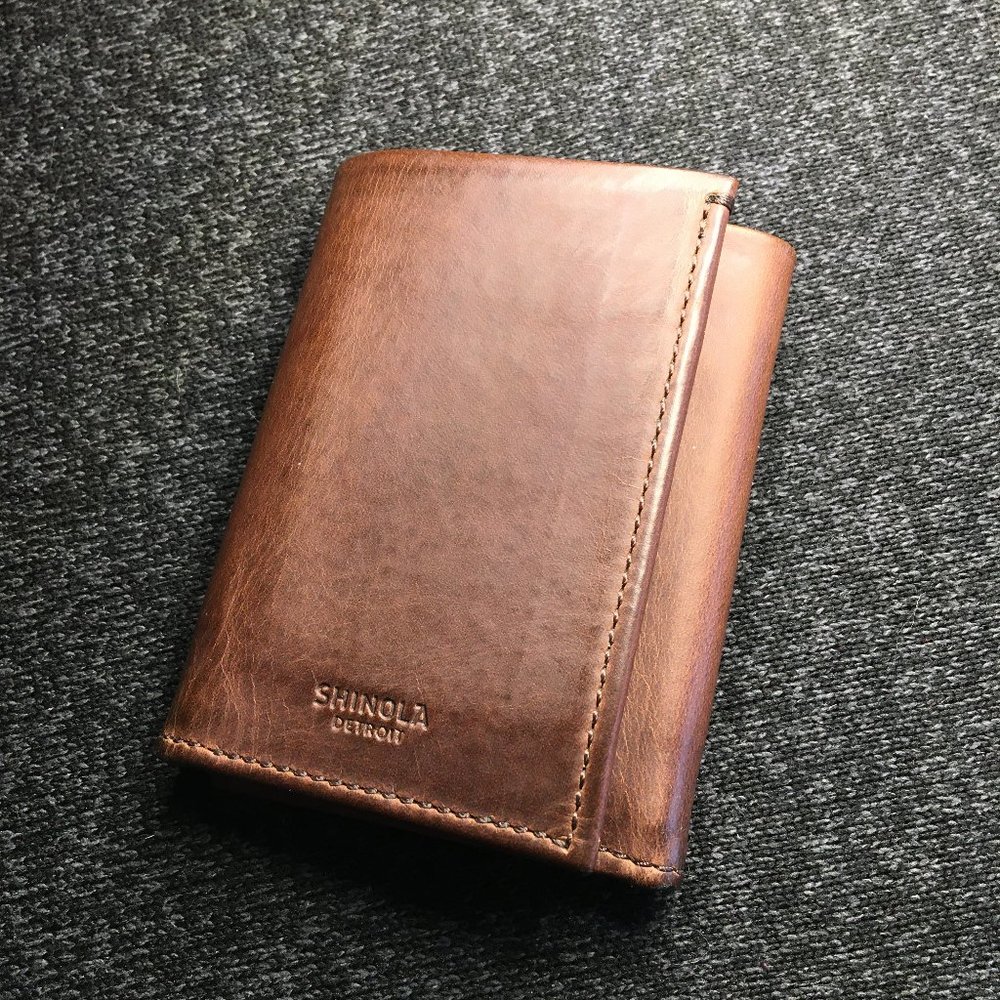 Shinola Trifold Wallet - Brown Leather